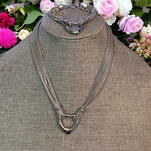 Daniel Steiger Stainless Steel open heart necklace and bracelet set